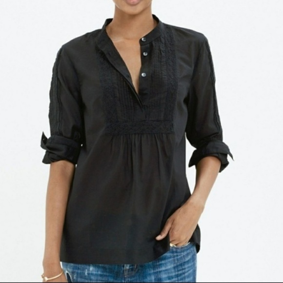 Madewell Tops - Madewell Black Eyelet Peasant Popover Blouse